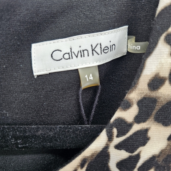 Calvin Klein Leopard Print Colorblock Ponte Knit Dress Wonens Size 14 New - Picture 5 of 7